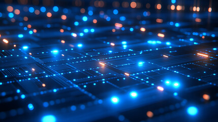 Wall Mural - illuminated circuitry with glowing lights creates a vibrant atmosphere in a digital landscape
