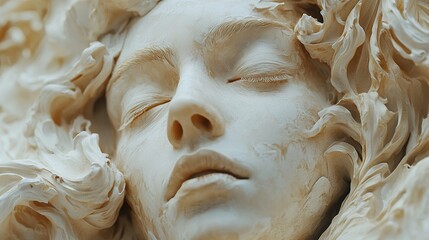 Canvas Print - Close-Up of a White Marble Sculpture of a Woman's Face