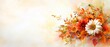 © Albert - A painting of a white and orange background bearing a bouquet of flowers, topped by a bird