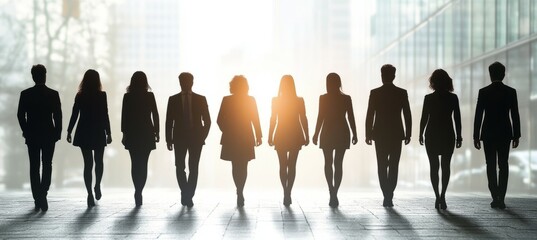Aufkleber - Silhouette of businessman and businesswoman. Company teamwork job. Generative AI technology.	
