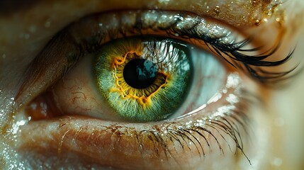 Close-Up Macro Photography of a Human Eye with Green Iris