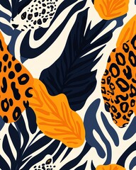 a seamless pattern bold animal print pattern with zebra stripes and leopard spots, modern and stylis