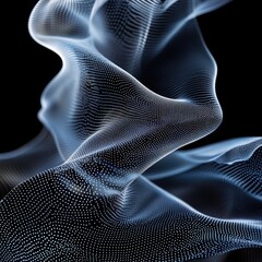 Wall Mural - Abstract digital art showcasing a fluid wave of particles against a dark background, emphasizing motion and depth.