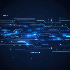 Wall Mural - futuristic digital circuit background with glowing blue lines and patterns, ideal for technology and