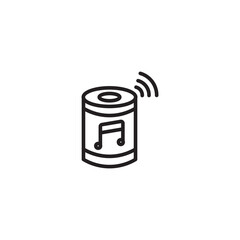 Wall Mural - Line drawing of a smart speaker with a music note on icon. Minimalist line art of a smart speaker with a music note and a wifi symbol, symbolizing voice-activated music or smart home audio. Editable i