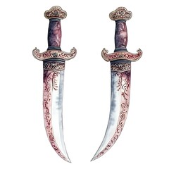 Wall Mural - Pair of Ornate Daggers with Watercolor Detail.