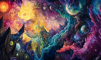 Wall Mural - cosmic landscape - a journey through the galaxy