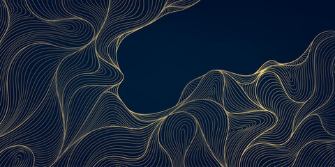 vector line wave luxury pattern with space for text. clouds, water modern art. abstract line texture