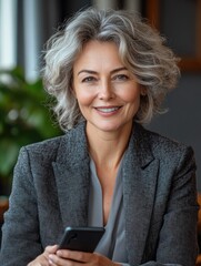 Sticker - Professional Woman with Smiling Expression in Business Attire