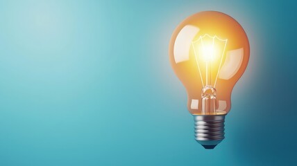 Sticker - A glowing light bulb against a teal background, symbolizing creativity, innovation, and ideas.