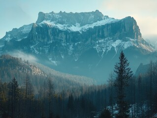 Wall Mural - majestic mountain view with snowy peaks