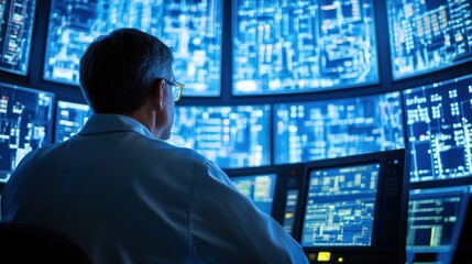 Wall Mural - project manager overseeing system control in a telecommunications company
