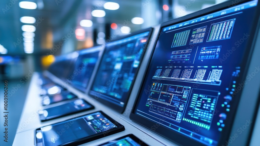 Monitoring system in a telecommunications control room with digital tablets