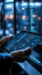Wall Mural - it specialist using a digital tablet for system monitoring