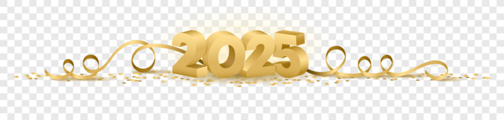 Wall Mural - 2025 happy new year vector symbol transparent background isolated