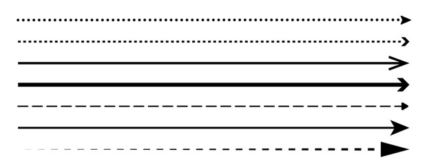 set of long straight vector arrows