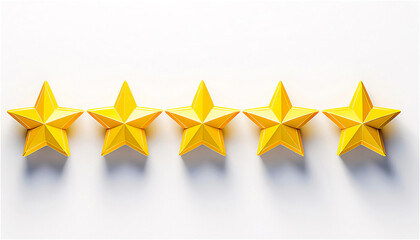 Five star symbol on white background, concept of a positive or negative rating, reviews and feedback