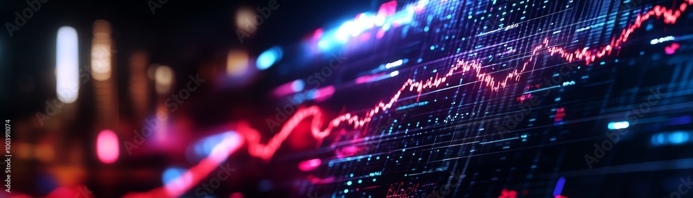 Dynamic financial graph with vibrant colors, illustrating data trends ...