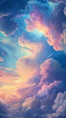 Wall Mural - Colorful sunset clouds in sky, pastel hues