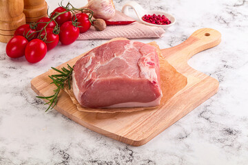 Canvas Print - Raw pork meat piece for cooking