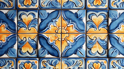 An intricate tile pattern with cultural motifs.