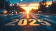 © Barosanu - A hopeful depiction of a sunlit road stretching into the horizon at sunset, symbolizing optimism and the promise of the future in the year 2025.