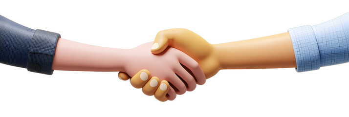 Poster - PNG handshake 3d icons and objects collection, in cartoon style minimal on transparent, white background, isolate