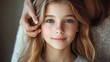 © AlgoCreative - Portrait of a young girl with beautiful hair and bright blue eyes.
