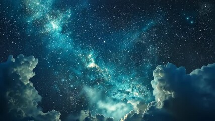 Wall Mural - a vast, starry sky with a band of shimmering stars and wispy clouds