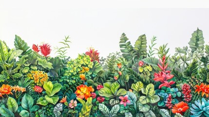 Poster - Vibrant tropical garden illustration