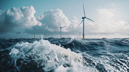 Offshore Wind Turbines Harnessing Ocean s Power Amid Dramatic Storm Clouds