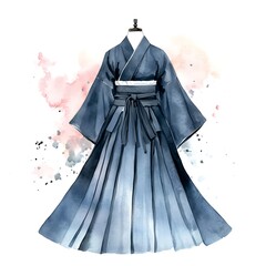 Poster - Watercolor Painting of a Traditional Japanese Kimono.