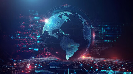 abstract technical information field background design featuring earth. vector illustration