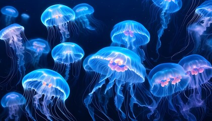 Wall Mural - Floating blue Velella jellyfish drifting atop the clear Mediterranean Sea waters