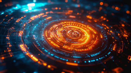 Wall Mural - Futuristic space vortex with glowing tech elements