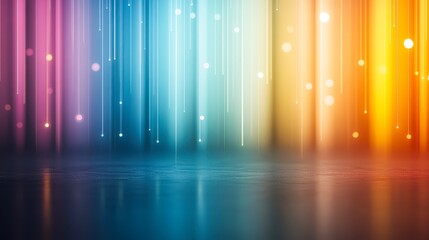 A vibrant background featuring colorful vertical light beams and soft bokeh, ideal for use in creative projects, websites, or as a backdrop for presentations highlighting technology or innovation,