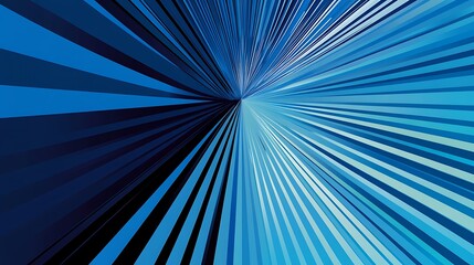 Abstract blue and black lines converge to a vanishing point in the center.