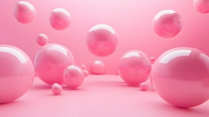 Wall Mural - abstraction for advertising. pink balls on a pink background. 3d rendering illustration.