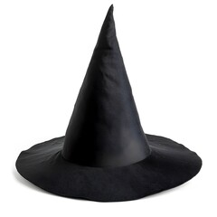 Isolated Black Witch's Hat with Pointed Tip on White Background