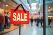 © Natalia - Bright red sale sign displayed in a bustling shopping mall during the holiday season