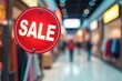 © Natalia - Bright red sale sign stands out in a busy shopping mall during a promotional event on a weekend afternoon