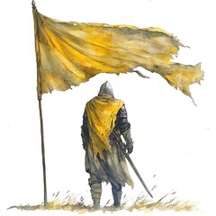 Canvas Print - Lone Knight with Tattered Banner.