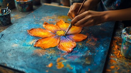 artist with palette and brushes