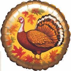 Colorful Turkey Balloon with Fall Leaves Design