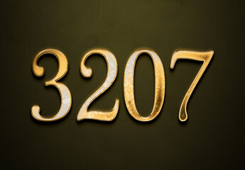 Canvas Print - Old gold effect of 3207 number with 3D glossy style Mockup.