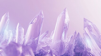 This magical 3d rendering features a cluster of purple crystals, their facets catching the light and creating a mesmerizing display of sparkle and shine