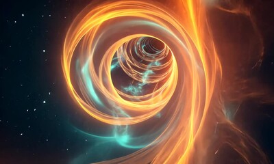 Wall Mural - abstract cosmic vortex with vibrant orange and teal glowing trails
