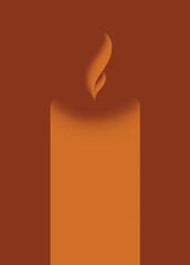 illustration of a candle, illustration of an background with place for text, orange background, orange poster, orange banner, poster, banner, background, candle, orange, tamplate, decoration, card