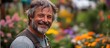 © GoDress - Happy mature man with gray hair and beard smiling in a garden.