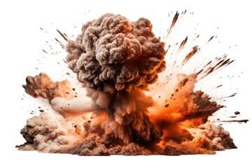 Wall Mural - Bomb explosion fire white background destruction.